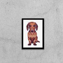 Quadro Basset Hound 45X34Cm - Com Vidro Moldura Preta