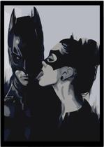 Quadro Batman e Mulher Gato com Moldura e Acetato A3 42x30cm.
