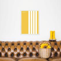 Quadro Bauhaus Amarelo e Branco - Linhas Paralelas 33x24cm - com vidro
