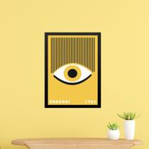 Quadro Bauhaus Amarelo - Olho Cílios 24X18Cm - Com Vidro