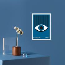 Quadro Bauhaus Azul Olho - Awakeful Lashes 24x18cm - com vidro