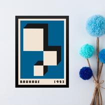 Quadro Bauhaus blue vintage poster - Cubos 24x18cm