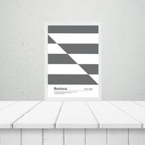 Quadro Bauhaus Cinza e Branco - Slipped Bands 45x34cm Quadro Bauhaus Cinza e Branco - Slipped Bands 45x34cm