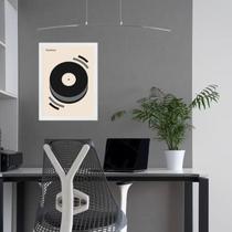 Quadro Bauhaus Cinza Preto Bege - Música 33X24Cm - Com Vidro