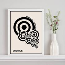 Quadro Bauhaus Círculos Bege e Preto 45x34cm - com vidro