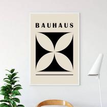 Quadro Bauhaus Flor Preto e Bege 33x24cm