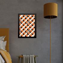 Quadro Bauhaus Laranja e Preto - Bolinhas 33x24cm