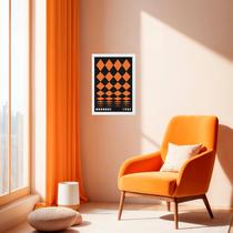 Quadro Bauhaus Laranja e Preto - Rolled Diamonds 24x18cm - com vidro