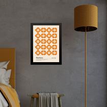 Quadro Bauhaus Laranja - Flores 45x34cm - com vidro