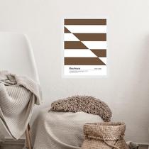 Quadro Bauhaus Marrom E Branco - Slipped Bands 24X18Cm Vidro