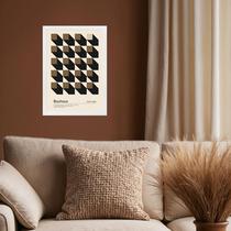 Quadro Bauhaus Marrom e Preto - Cubos 33x24cm - com vidro