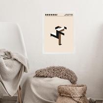 Quadro Bauhaus Marrom - Running Man 45X34Cm - Com Vidro Quadro Bauhaus Marrom - Running Man 45X34Cm - Com Vidro