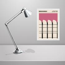 Quadro Bauhaus Pink Architectural Poster 24x18cm - com vidro Quadro Bauhaus Pink Architectural Poster 24x18cm - com vidro