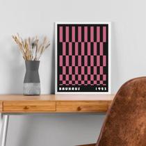 Quadro Bauhaus Pink Black- Rolled Rectangles 45X34Cm - Vidro