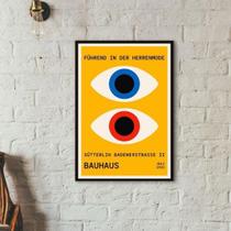 Quadro Bauhaus Poster Olhos - Amarelo 45X34Cm - Com Vidro