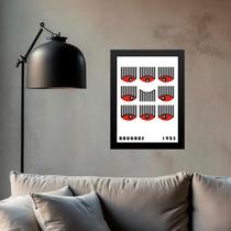 Quadro Bauhaus Preto E Vermelho - Olhos Cílios 33X24Cm