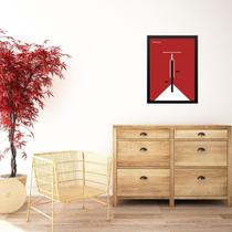 Quadro Bauhaus red vintage minimalist poster - Bicycle 24x18cm - com vidro Quadro Bauhaus red vintage minimalist poster - Bicycle 24x18cm - com vidro