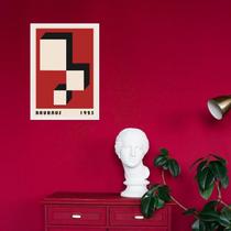 Quadro Bauhaus Red Vintage Poster - Descending Blocks 33x24cm - com vidro