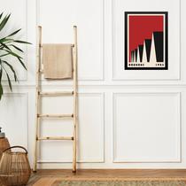 Quadro Bauhaus red vintage poster - Factory Roofs 24x18cm - com vidro Quadro Bauhaus red vintage poster - Factory Roofs 24x18cm - com vidro
