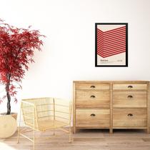 Quadro Bauhaus Vermelho e Bege - Cube Angle 24x18cm - com vidro