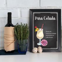 Quadro Bebida Piña Colada 33x43cm Moldura Preta
