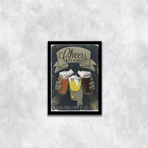 Quadro Beer Cheers Diversidade 45X34Cm Moldura Preta Vidro Quadro Beer Cheers Diversidade 45X34Cm Moldura Preta Vidro