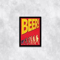 Quadro Beer - Evolução Da Humanidade 33X24Cm - Moldura Preta