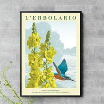 Quadro Beija-Flor ul Flores Amarelas 24X18Cm