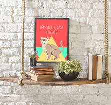 Quadro Bem Vindo A Casa Do Gato 24X18 Com Vidro - Preta Quadro Bem Vindo A Casa Do Gato 24X18 Com Vidro - Preta