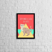 Quadro Bem Vindo a Casa do Gato 24x18cm - com vidro Quadro Bem Vindo a Casa do Gato 24x18cm - com vidro