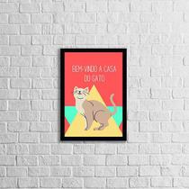 Quadro Bem Vindo a Casa do Gato 24x18cm