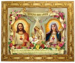Quadro Benção Dos Lares, S. Corações, Mod01 30x25cm. Angelus Quadro Benção Dos Lares, S. Corações, Mod01 30x25cm. Angelus