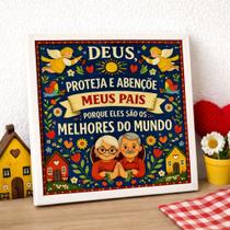 Quadro Benção Para Meus Pais 33x33cm Mold Preta Vidro
