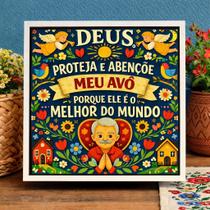Quadro Bençãos Para Meu Avô 33x33cm Mold Branca