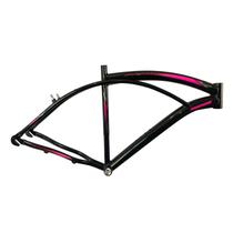 Quadro Bicicleta 26x19" Alumínio Beach Preto/Rosa