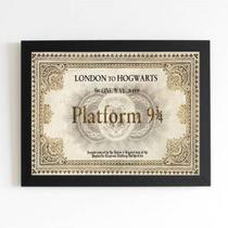 Quadro Bilhete Trem Hogwarts - Plataforma 33x24cm - com vidro