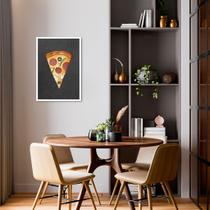 Quadro Black Chalk Fatia de Pizza 43x30 Caixa Branco Moldura Caixa, Branca