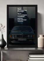 Quadro BMW M635 CSi com Vidro e Moldura Preta Tamanho:21cm x 30cm (A4)