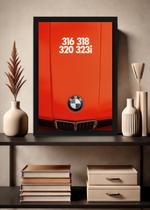 Quadro BMW Série 3 Clássico com Vidro e Moldura Preta Tamanho:21cm x 30cm (A4)