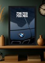 Quadro BMW Série 7 Clássico com Vidro e Moldura Preta Tamanho:21cm x 30cm (A4)