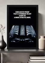 Quadro BMW Stronger Heart com Vidro e Moldura Preta Tamanho:21cm x 30cm (A4)