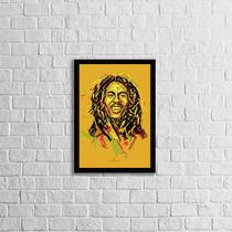 Quadro Bob Marley Amarelo 24x18cm - com vidro