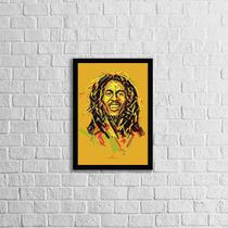 Quadro Bob Marley Amarelo 45x34cm - com vidro