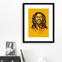 Quadro Bob Marley Amarelo - 60X48Cm