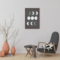 Quadro Boho Chalk Moon Phases 43x30 Caixa Marrom Moldura Caixa, Marrom Cafe