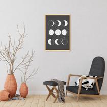 Quadro Boho Chalk Moon Phases 60x43 Caixa Marfim Moldura Caixa, Marfim