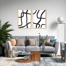 Quadro Boho Linhas Abstratas 122x86 2-86x60 Caixa Marfim