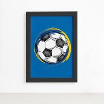 Quadro Bola de Futebol Fundo Azul 22x32 Moldura Preta Quadro Bola de Futebol Fundo Azul 22x32 Moldura Preta