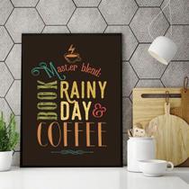 Quadro Book Rainy Day e Coffee 24x18cm - com vidro