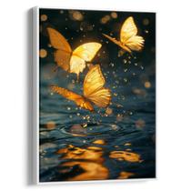 Quadro Borboleta Amarela Dançando Sob Gotas Cintilantes